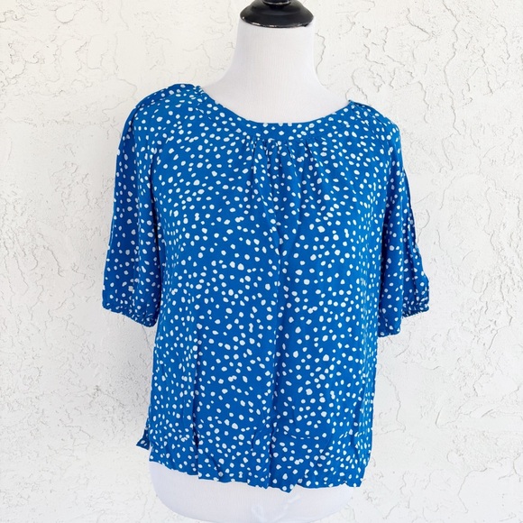 Stylish Blue and White Polka Dot Blouse - Picture 1 of 9
